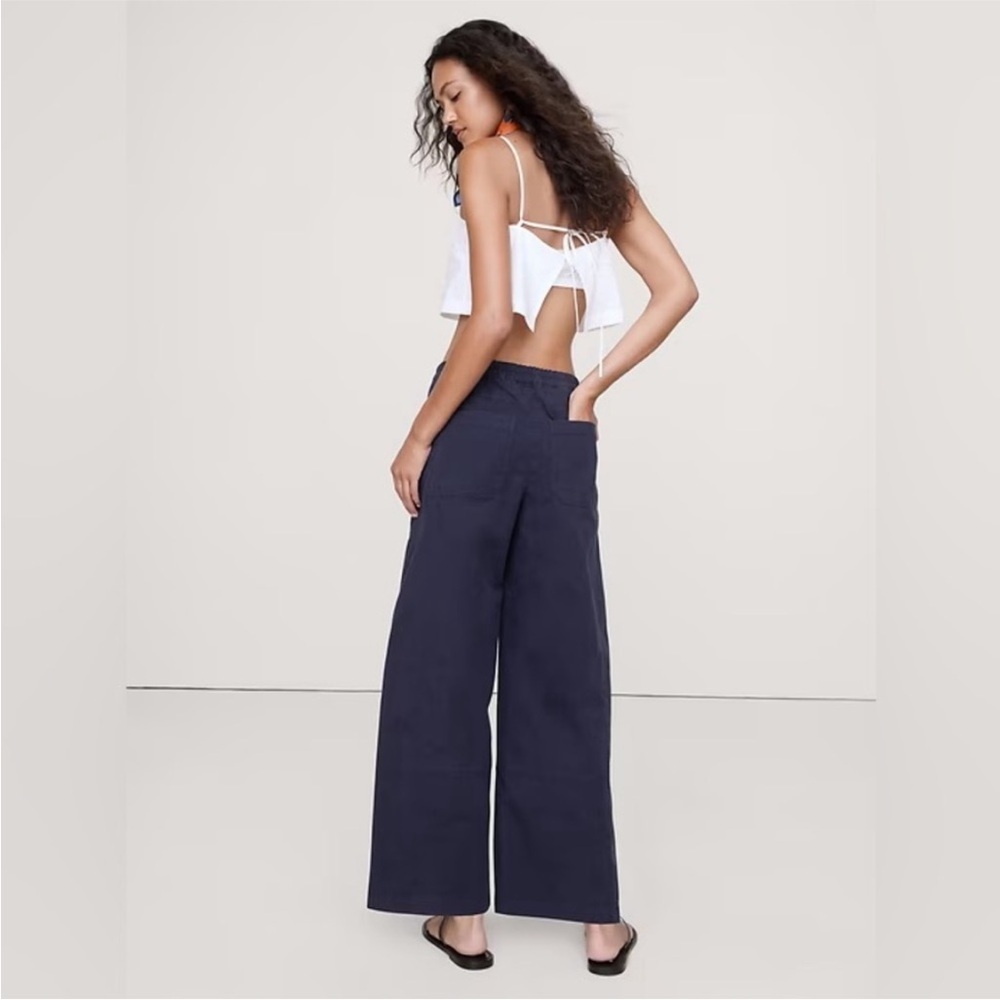 Banana Republic Dark Navy Wide-Leg Pull-On Pants - Picture 3 of 7